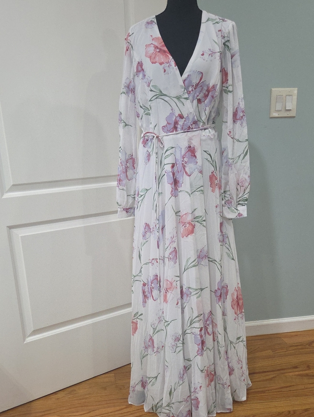 Long Sleeve Wrap Front Maxi Dress